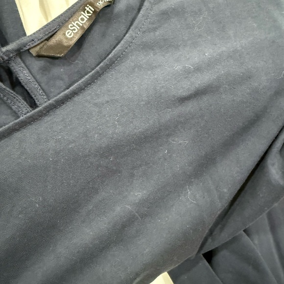 eShakti Navy and Red Colorblock Midi Dress - Picture 5 of 5